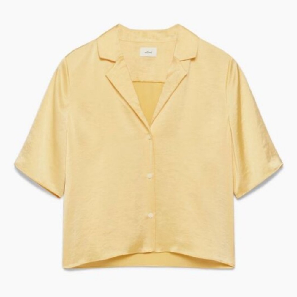 Aritzia Yellow Short Sleeve Button-Down Shirt